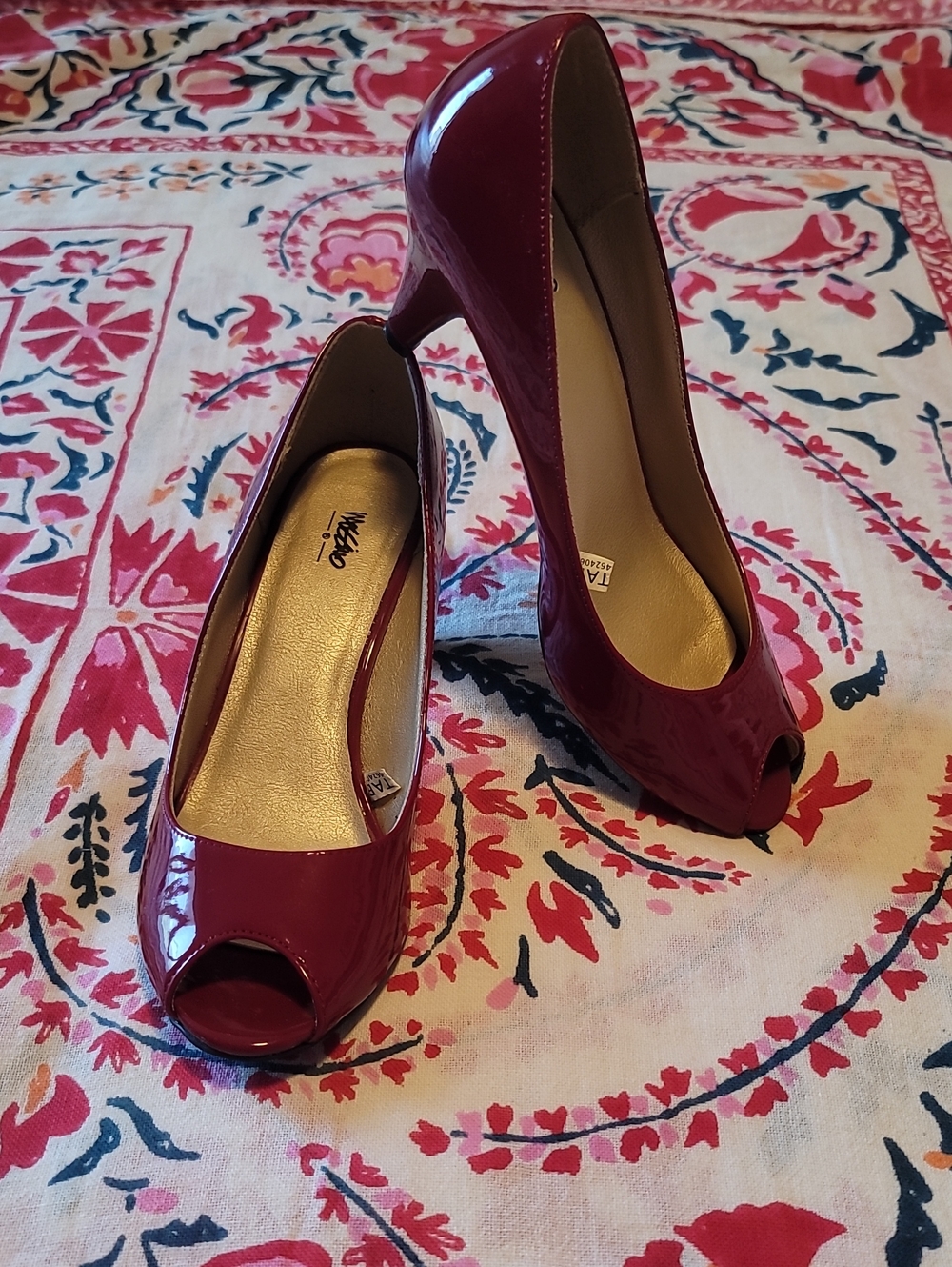 Mossimo Supply Co. Burgundy Red Patent Peep-Toe Heels